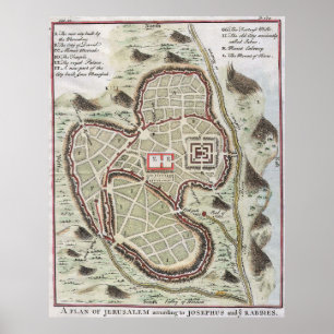 Vintage Karta i Jerusalem Israel (1730) Poster