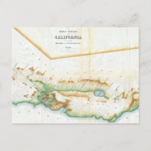Vintage Karta i Kalifornien (1854) Vykort