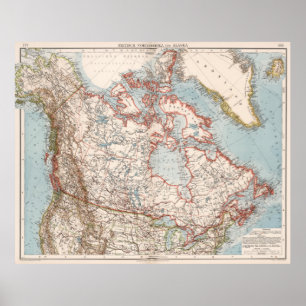 Vintage Karta i Kanada (1905) Poster