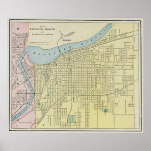 Vintage Karta i Kansas City Missouri (1901) Poster