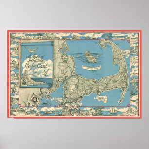 Vintage Karta i Kap Cod (1945) Poster