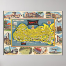 Vintage Karta i Kingsway Lagoon Poster