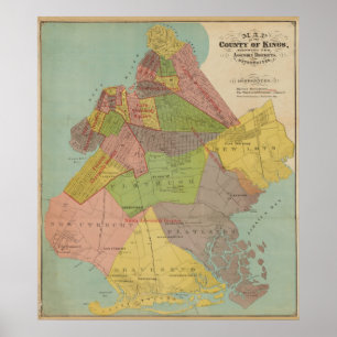 Vintage Karta i Kung County, New York Poster