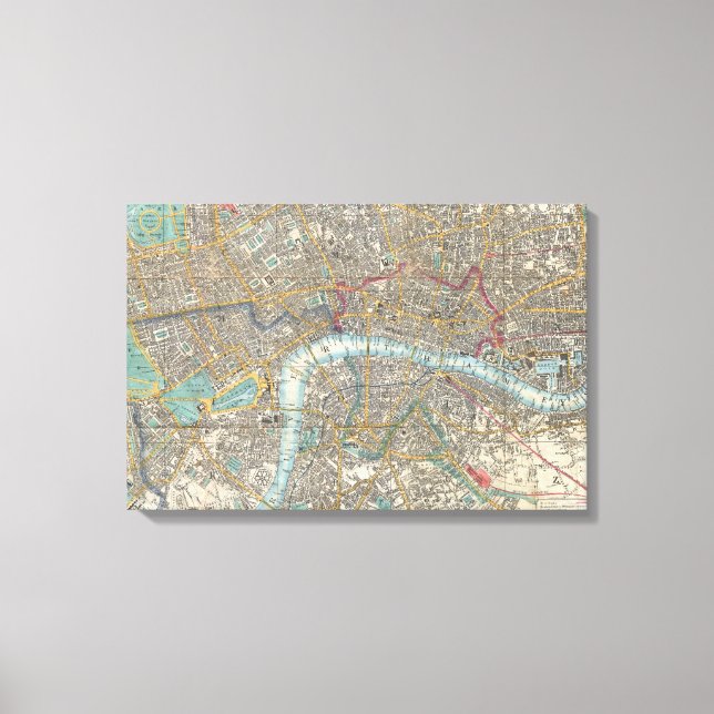Vintage Karta i London (1848) Canvastryck (Framsida)