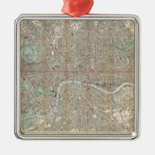 Vintage Karta i London (1890) Julgransprydnad Metall