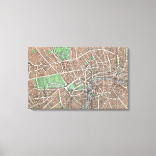 Vintage Karta i London (1923) Canvastryck