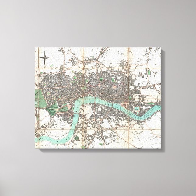 Vintage Karta i London England (1806) Canvastryck (Framsida)
