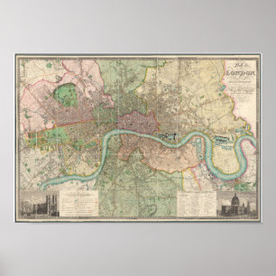 Vintage Karta i London Poster