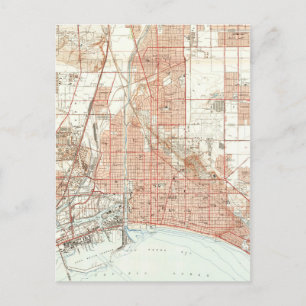 Vintage Karta i Long Beach California (1949) Vykort