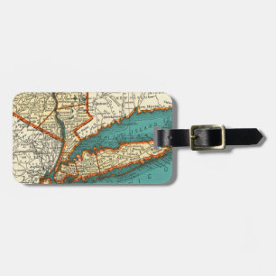 Vintage Karta i LONG ISLAND NEW YORK Luggage Tag Bagagebricka