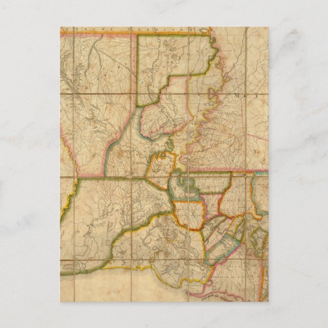 Vintage Karta i Louisiana (1816) Vykort (Framsida)