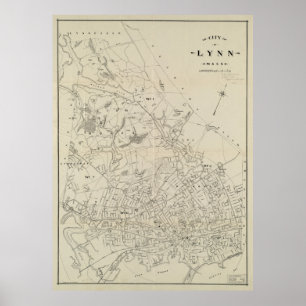 Vintage Karta i Lynn MORSA (1905) Poster