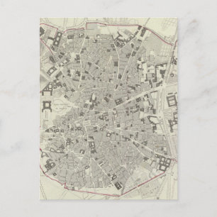 Vintage Karta i Madrid Spanien (1831) Vykort