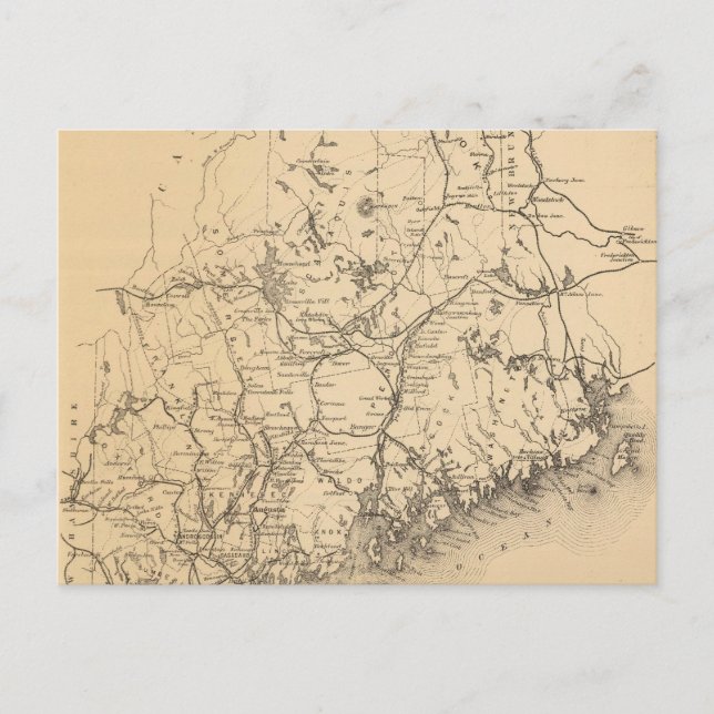 Vintage Karta i Maine (1894) Vykort (Framsida)