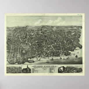 Vintage Karta i Marblehead MORSA (1882) Poster