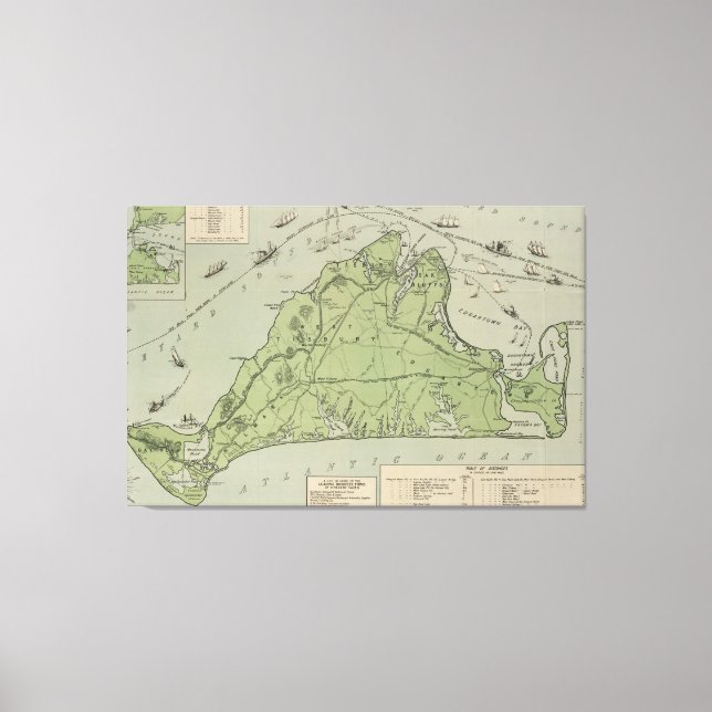 Vintage Karta i Marthas Vineyard (1913) Canvastryck (Framsida)