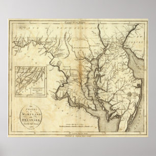 Vintage Karta i Maryland (1796) Poster