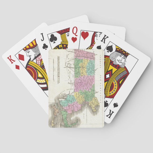 Vintage Karta i Massachusetts (1827) Casinokort (Baksidan)