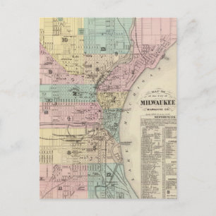 Vintage Karta i Milwaukee Wisconsin (1878) Vykort