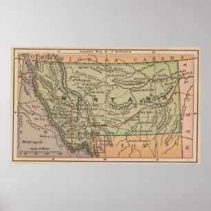 Vintage Karta i Montana (1885) Poster