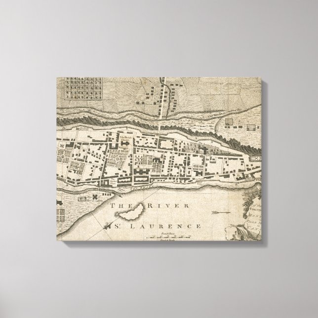 Vintage Karta i Montreal (1758) Canvastryck (Framsida)