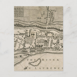 Vintage Karta i Montreal (1758) Vykort