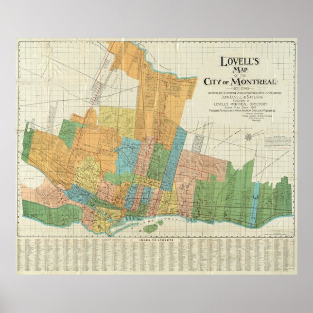 Vintage Karta i Montreal (1920) Poster (Framsidan)