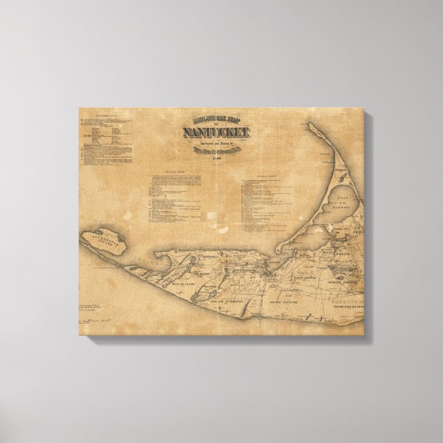 Vintage Karta i Nantucket (1869) Canvastryck (Framsida)