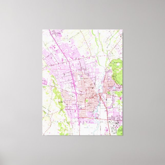 Vintage Karta i Napa California (1951) Canvastryck (Framsida)