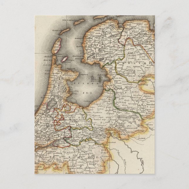 Vintage Karta i Nederländerna (1817) Vykort (Framsida)