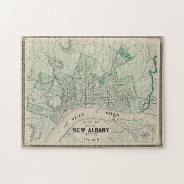 Vintage Karta i New Albany IN (1876) Pussel (Horisontell)