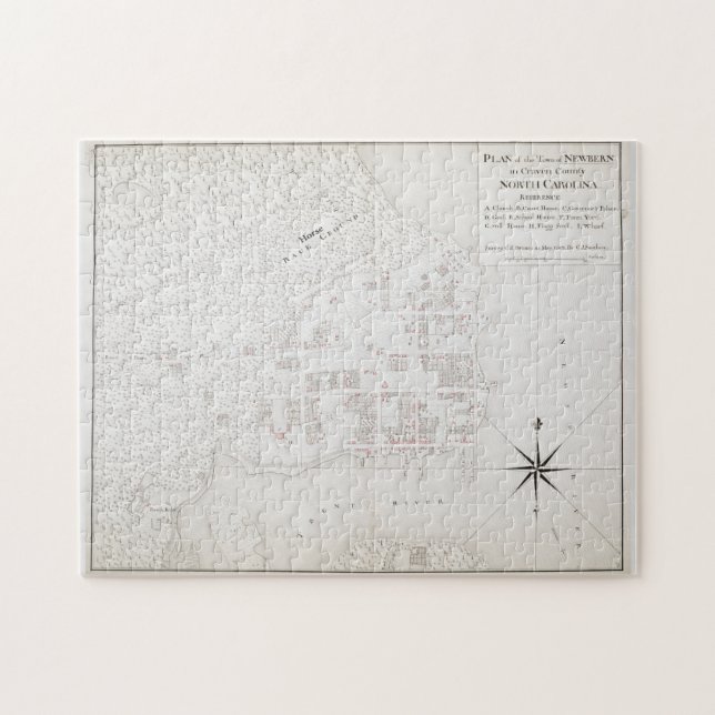 Vintage Karta i New Bern NC (1769) Pussel (Horisontell)