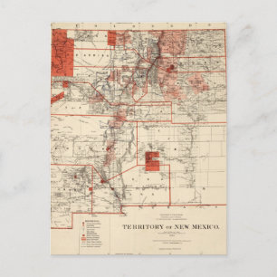 Vintage Karta i New mexico (1882) Vykort