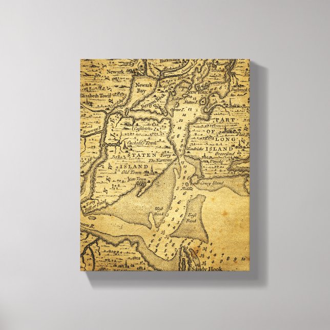Vintage Karta i New York Canvastryck (Framsida)