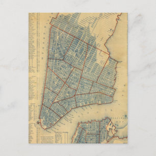 Vintage Karta i New York City (1846) Vykort