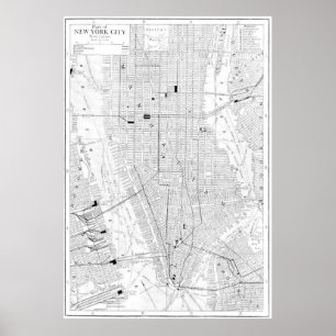 Vintage Karta i New York City (1911) Poster