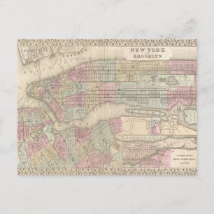 Vintage Karta i New York City / Brooklyn Vykort