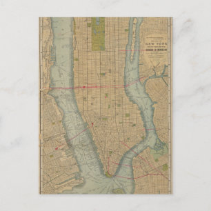 Vintage Karta i New York City Manhattan Vykort