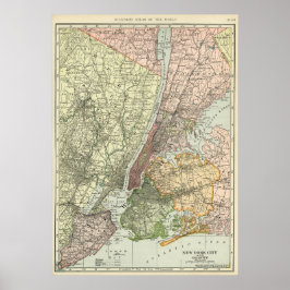 Vintage Karta i New York City Poster