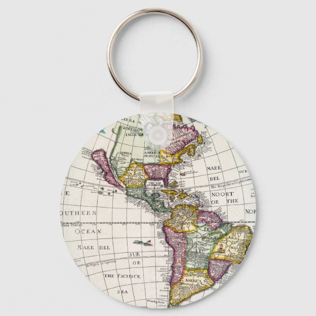 Vintage Karta i Nord- och Sydamerika Nyckelring (Framsida)