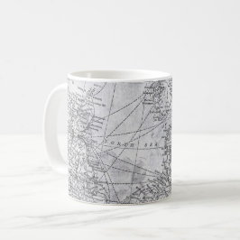 Vintage Karta i norra Europa, Nordsjön, Östersjön Kaffemugg