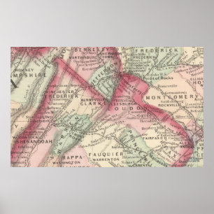 Vintage Karta i norra Virginia (1875) Poster