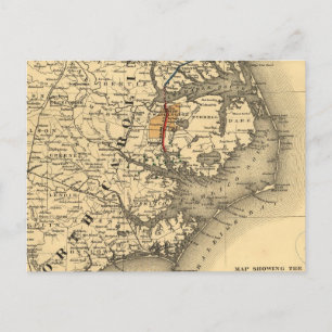 Vintage Karta i North Carolina Kusten (1887) Vykort