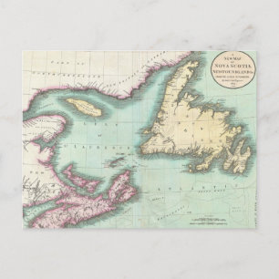 Vintage Karta i Nova Scotia och Newfoundland (1807 Vykort