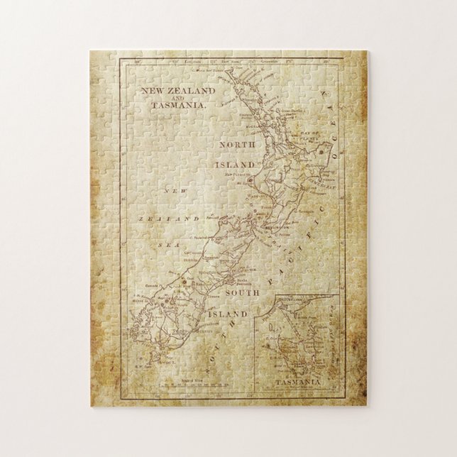 Vintage karta i Nya Zeeland c1879 Pussel (Vertikal)