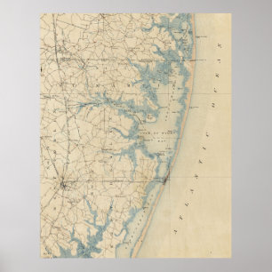 Vintage Karta i Ocean City Maryland (1900) Poster