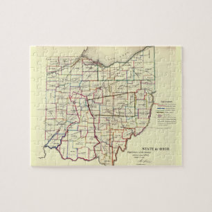 Vintage Karta i Ohio (1866) Pussel