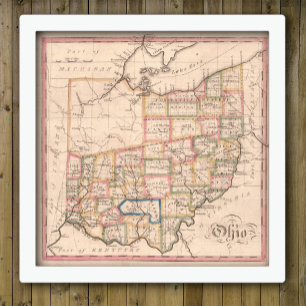 Vintage Karta i Ohio Poster
