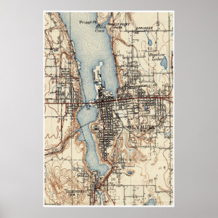 Vintage Karta i Olympia Washington (1934) Poster