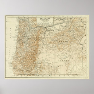 Vintage Karta i Oregon (1911) Poster